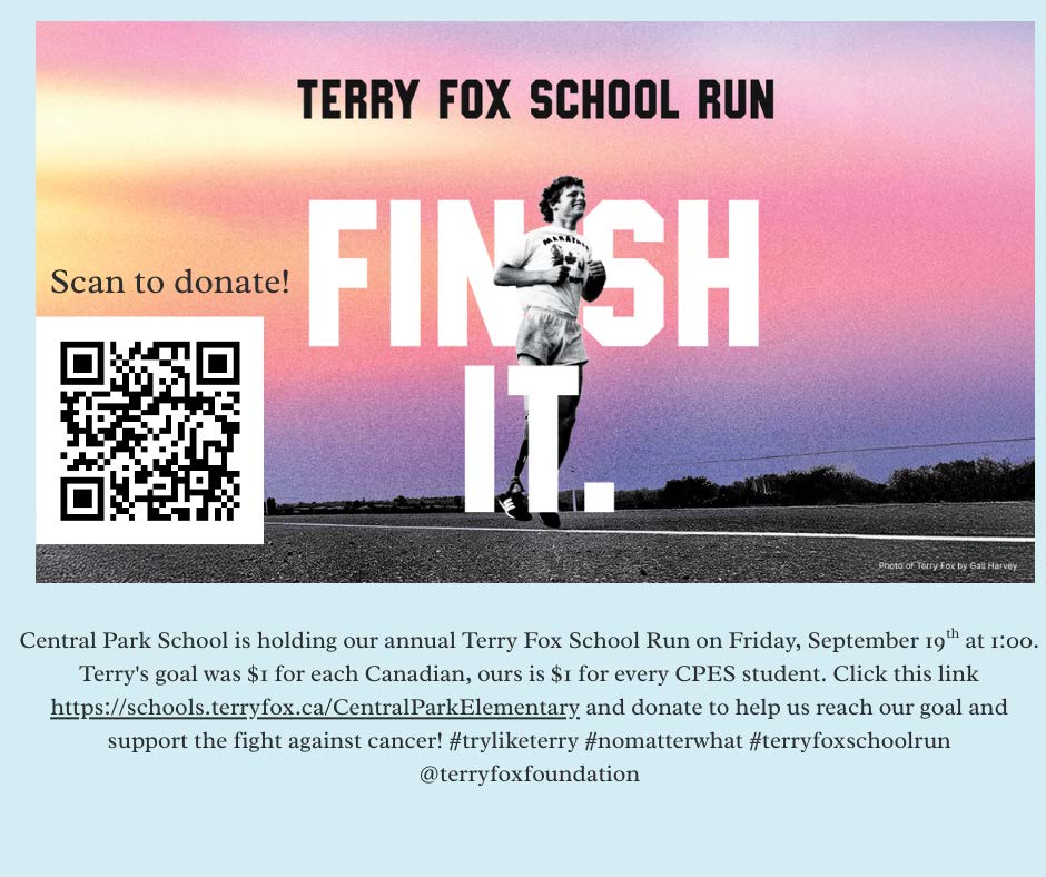 Terry Fox Run September 19 - 1PM