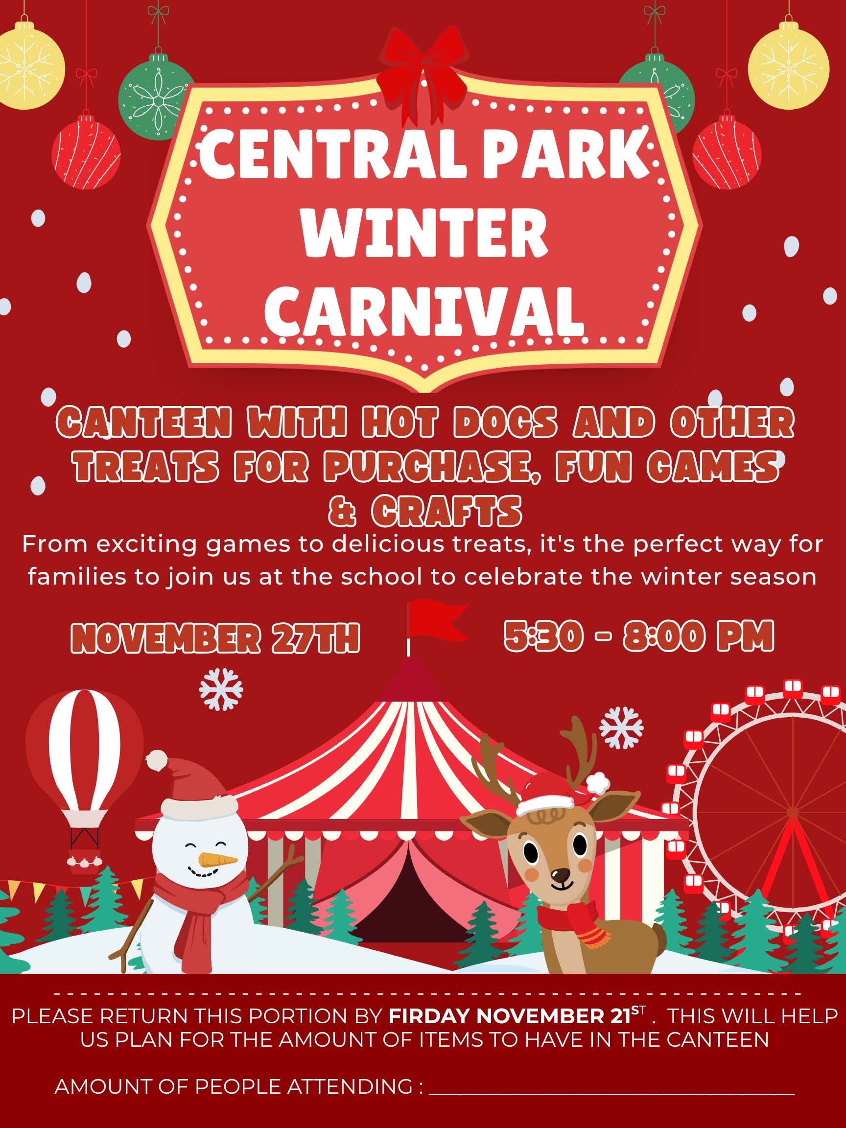 Central Park Winter Carnival! November 27th 5:30-8